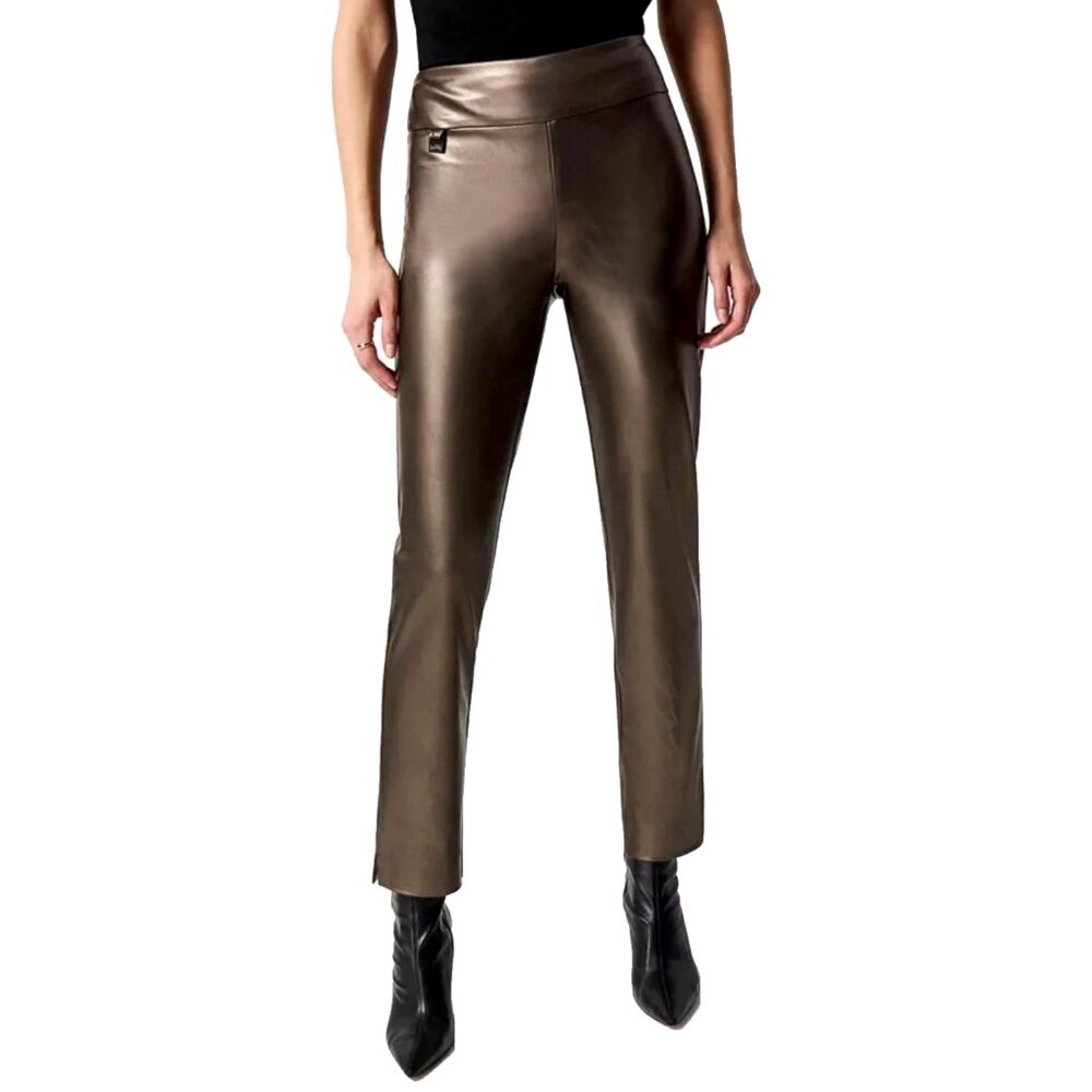 NWT: Joseph Ribkoff Bronze Faux Leather Pull-On Pants: Size 10
